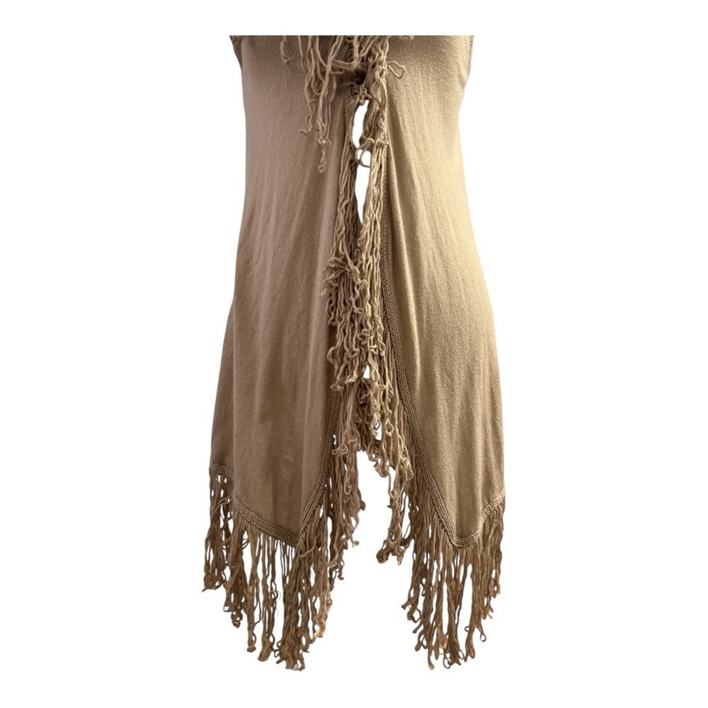 Cynthia Rowley Tan Festival Fringed Vest Sleeveless Long Small - Picture 8 of 10